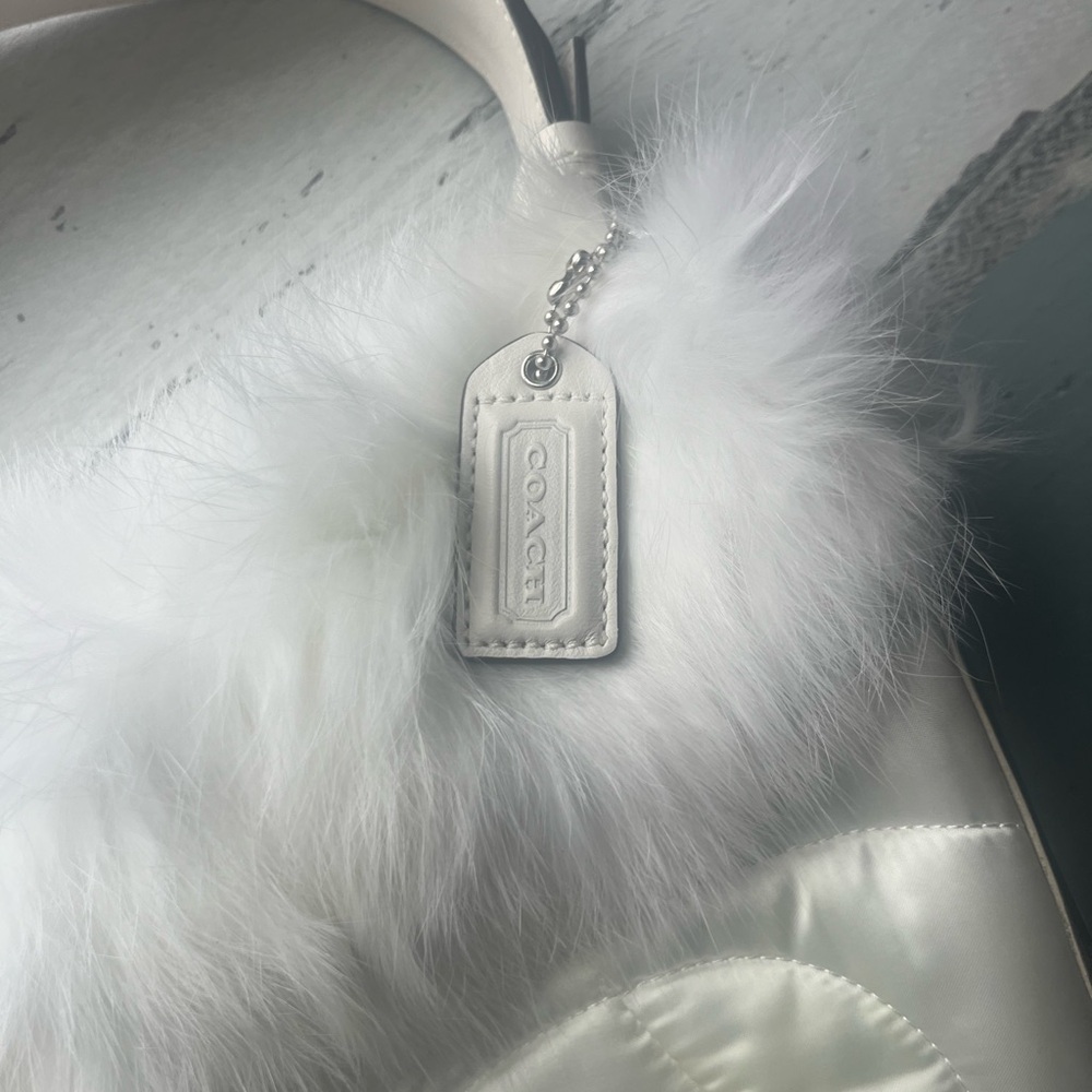 Coach White Fur-Trimmed Shoulder Bag - Picture 5 of 15